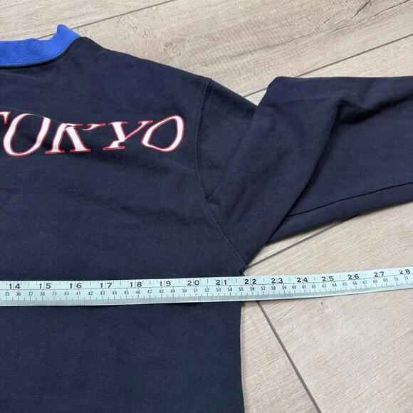 Heron Preston World Tour Long Sleeve Shirt Mens XL Navy Blue Graphic Italy Made - Picture 7 of 10